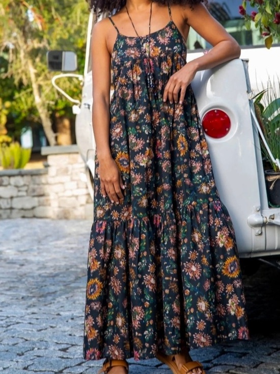 NATURAL LIFE Dresses & Skirts - EUC NATURAL LIFE Journey Black Floral Maxi Sundress Size Small